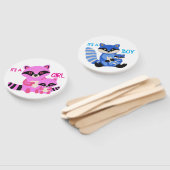 Geslacht onthullen hand fan schattige wasberen handwaaier (Niet-gemonteerd)