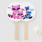 Geslacht onthullen hand fan schattige wasberen handwaaier (Voorkant en achterkant)