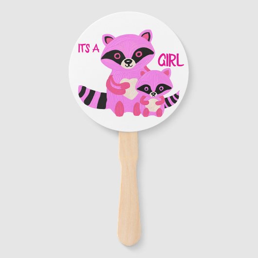 Geslacht onthullen hand fan schattige wasberen handwaaier (Voorkant)