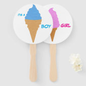 Geslacht onthullen Hand Fans Ice Cream Cones baby  Handwaaier (Voorkant en achterkant)
