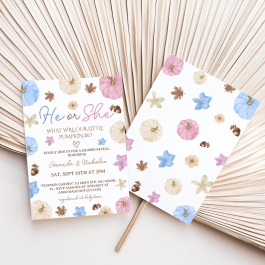 Geslacht onthullen Herfst pompoen roze blauw Kaart