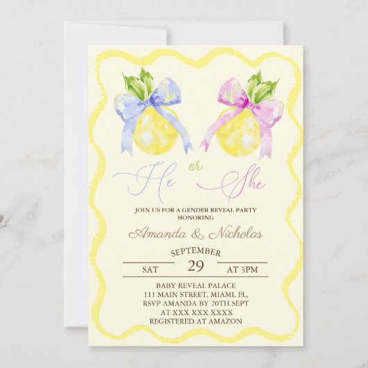 Geslacht Onthullen Hij of Zij Roze Blauwe Boog Cit Kaart (Voorkant)