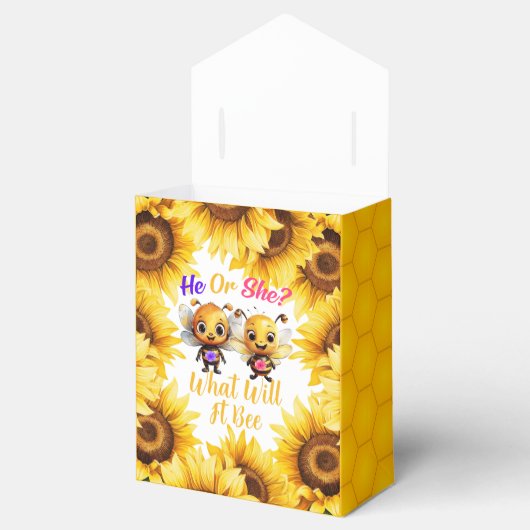 Geslacht onthullen hij of zij wat het honingraat z bedankdoosjes (Geopend)