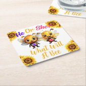 Geslacht onthullen hij of zij wat het zal zijn kartonnen onderzetters (Schuin)