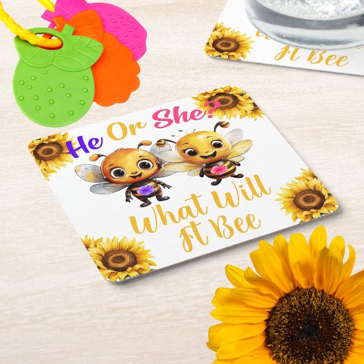 Geslacht onthullen hij of zij wat het zal zijn kartonnen onderzetters