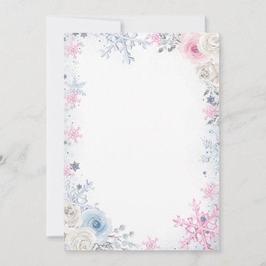 Geslacht onthullen Hij of zij Wintersnowflakes Kaart (Achterkant)