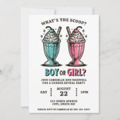 Geslacht onthullen ijsje milkshakes roze en blauw kaart (Voorkant)