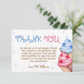 Geslacht onthullen ijsje roze blauw bedankkaart (Staand voorkant)