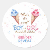 Geslacht onthullen ijsschep ronde sticker (Voorkant)