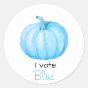 Geslacht onthullen Ik stem Blue Pumpkin Baby showe Ronde Sticker
