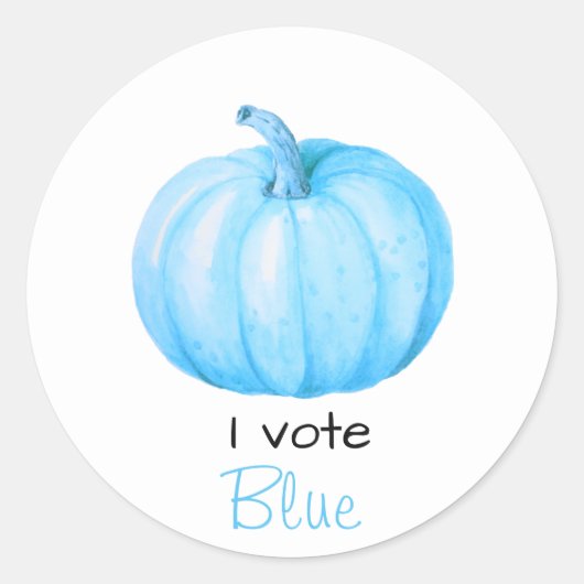 Geslacht onthullen Ik stem Blue Pumpkin Baby showe Ronde Sticker (Voorkant)