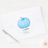 Geslacht onthullen Ik stem Blue Pumpkin Baby showe Ronde Sticker (Envelop)