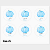Geslacht onthullen Ik stem Blue Pumpkin Baby showe Ronde Sticker (Vel)