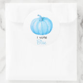 Geslacht onthullen Ik stem Blue Pumpkin Baby showe Ronde Sticker (Tas)