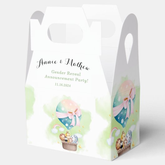 Geslacht onthullen in Sage Baby Dieren Safari Bedankdoosjes (Geopend)