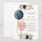 Geslacht onthullen jongen en meisje baby shower kaart (Voorkant / Achterkant)