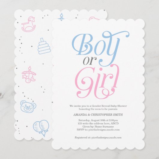 Geslacht onthullen, jongen of meisje, hij of zij,  kaart (Voorkant / Achterkant)