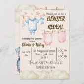 Geslacht onthullen kledinglijn uitnodiging (Voorkant / Achterkant)