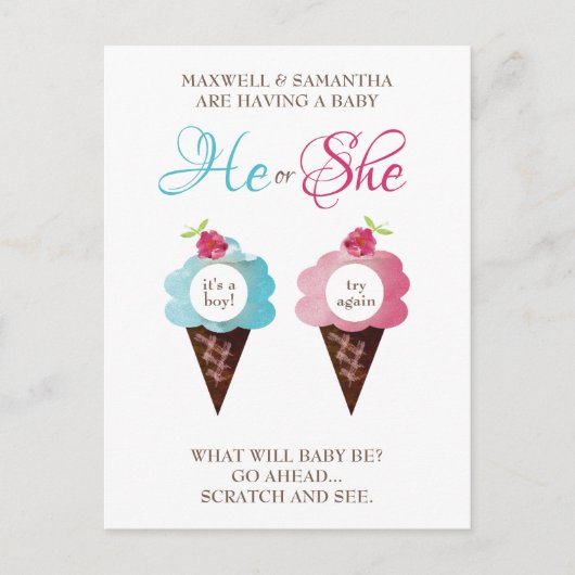 Geslacht onthullen krabber (geen echte krabber) aankondigingskaart (Voorkant)