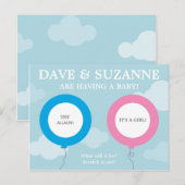 Geslacht onthullen krabber (geen echte krabber) aankondigingskaart (Voorkant / Achterkant)