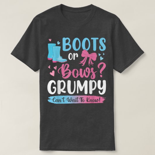 Geslacht onthullen laarzen of bogen Grumpy matchin T-shirt (Design voorkant)