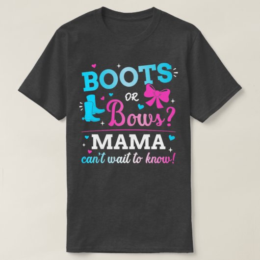 Geslacht onthullen laarzen of bogen mamma matching t-shirt (Design voorkant)
