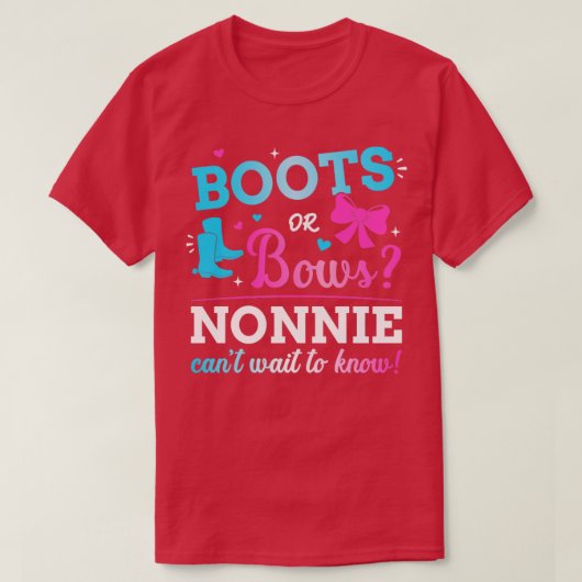 Geslacht onthullen laarzen of bogen nonnie matchin t-shirt (Design voorkant)