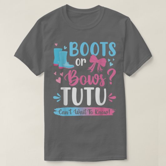 Geslacht onthullen laarzen of bogen Tutu matching  T-shirt (Design voorkant)