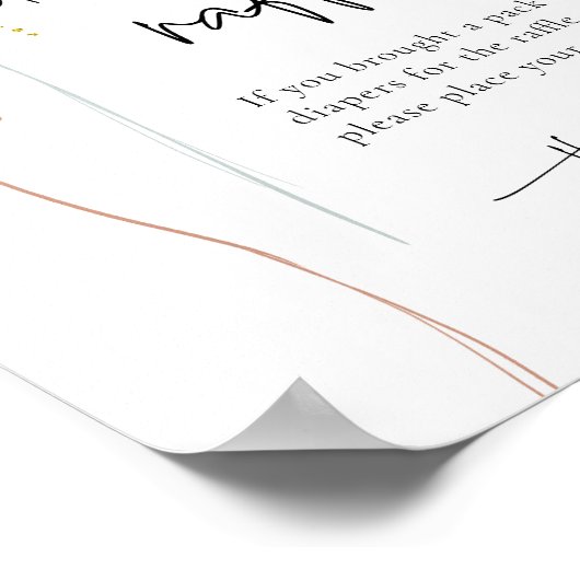 Geslacht onthullen Luier Raffle Baby shower spel Poster (Hoek)