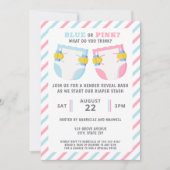 Geslacht onthullen luier stash party blauw of roze kaart (Voorkant)