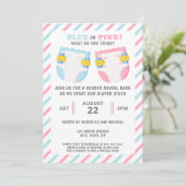 Geslacht onthullen luier stash party blauw of roze kaart (Staand voorkant)