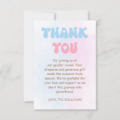 Geslacht Onthullen Minimale Moderne Roze Blauw Bedankkaart (Voorkant)