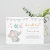 Geslacht onthullen olifant Baby shower Kaart (Staand voorkant)