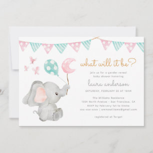 Geslacht onthullen olifant Baby shower Kaart