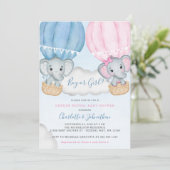 Geslacht onthullen olifantenballon Baby shower Kaart (Staand voorkant)