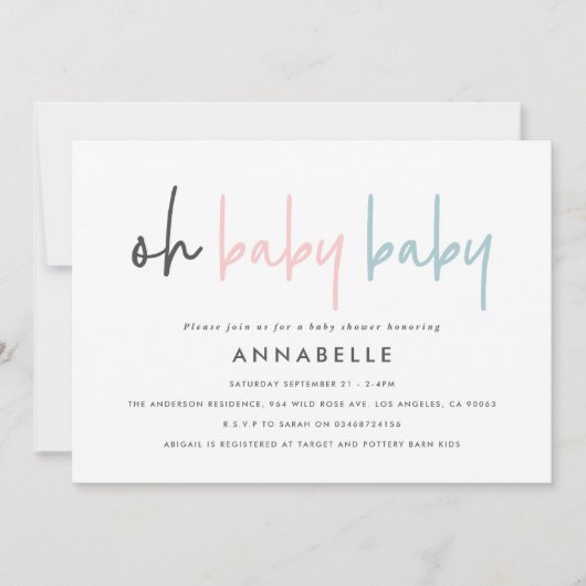 Geslacht onthullen onbekend baby shower roze blauw kaart (Voorkant)