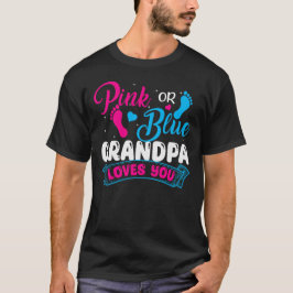 Geslacht onthullen Opa Roze Blauw Opa houdt van je T-shirt