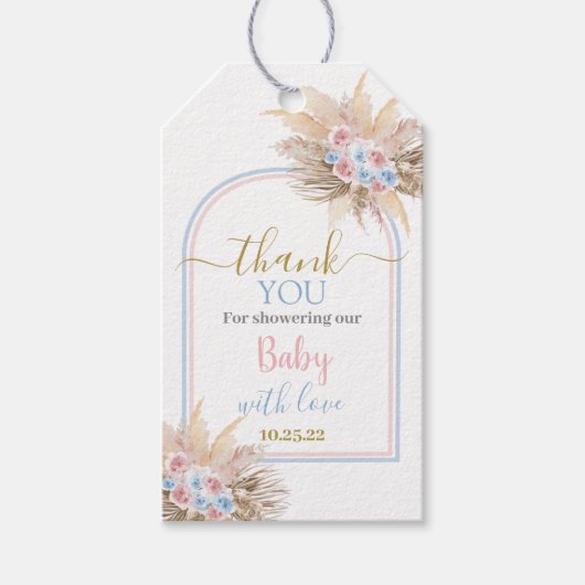 Geslacht onthullen Pampas Grass Gift Label Cadeaulabel (Voorkant)