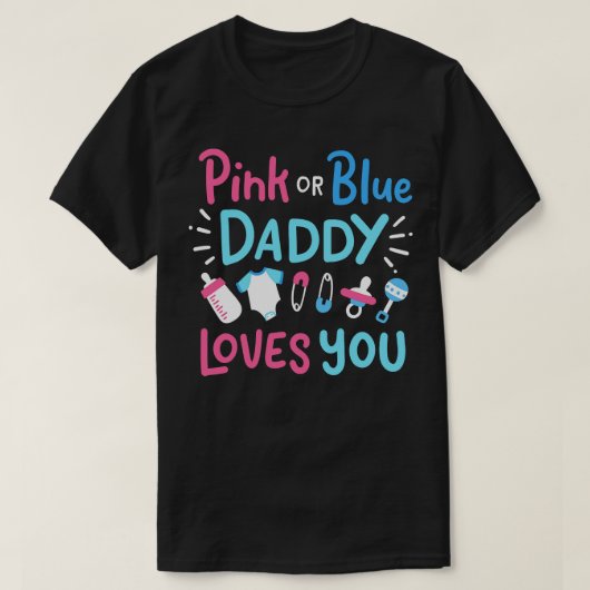 Geslacht onthullen papa vader roze of blauw 3 t-shirt (Design voorkant)
