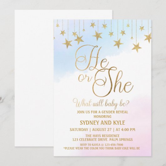 Geslacht onthullen Partij, Geslacht onthullen, HIJ Kaart (Voorkant / Achterkant)