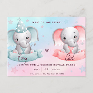 Geslacht onthullen partij, hij of zij briefkaart