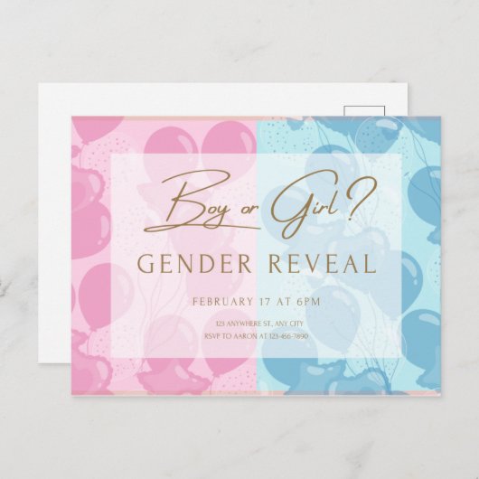 Geslacht onthullen partij jongen of meisje hij of  briefkaart (Voorkant / Achterkant)