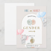 Geslacht onthullen partij, jongen of meisje, olifa feestdagenkaart (Voorkant / Achterkant)