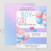 Geslacht onthullen partij, jongen of meisje, roze  feestdagenkaart (Voorkant / Achterkant)