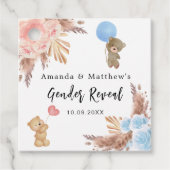 Geslacht onthullen partij pampas teddy beer jongen bedankjes labels (Voorkant)