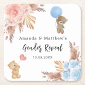 Geslacht onthullen partij pampas teddy beer jongen kartonnen onderzetters (Voorkant)