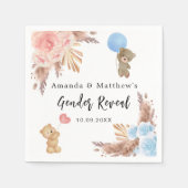 Geslacht onthullen partij pampas teddy beer jongen servet (Voorkant)