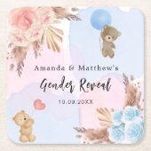 Geslacht onthullen partij pampa's teddybeer roze b kartonnen onderzetters (Voorkant)