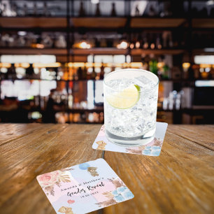 Geslacht onthullen partij pampa's teddybeer roze b kartonnen onderzetters