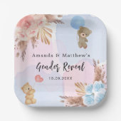 Geslacht onthullen partij pampa's teddybeer roze b papieren bordje (Voorkant)